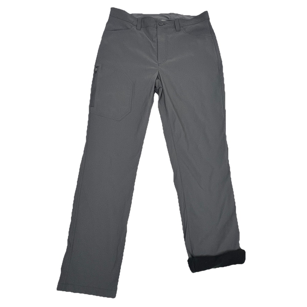 Eddie Bauer Fleece Lined Pants Men 34x32 Gray Hiking Tech Cargo Outdoor Stretch